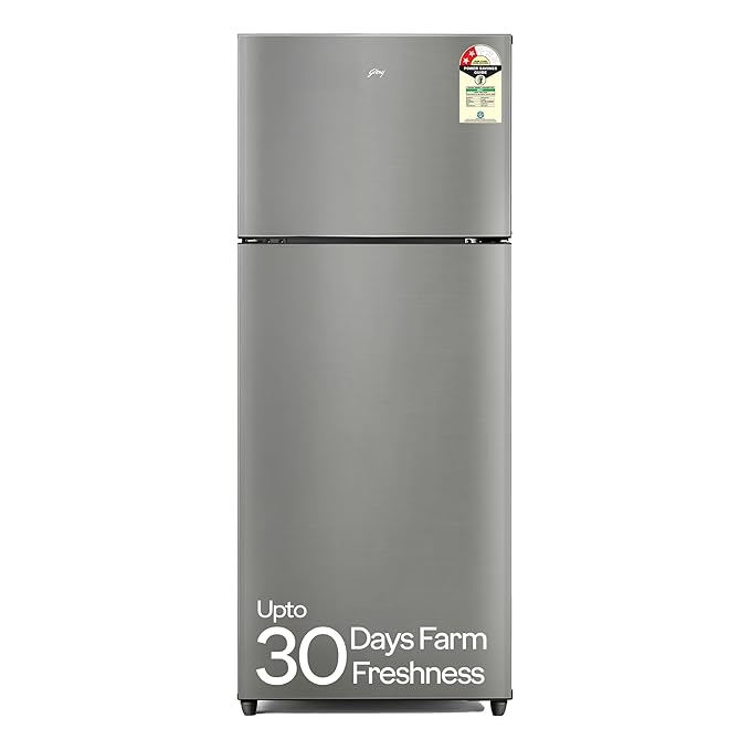 Godrej 223 L 2 Star | AI Powered | 95%+ Food Surface Disinfection | Uniform 360° Cooling | Cool Balance Technology | Inverter Frost Free Double Door Refrigerator (RF EON 244B RI ST GL, Steel Glow)