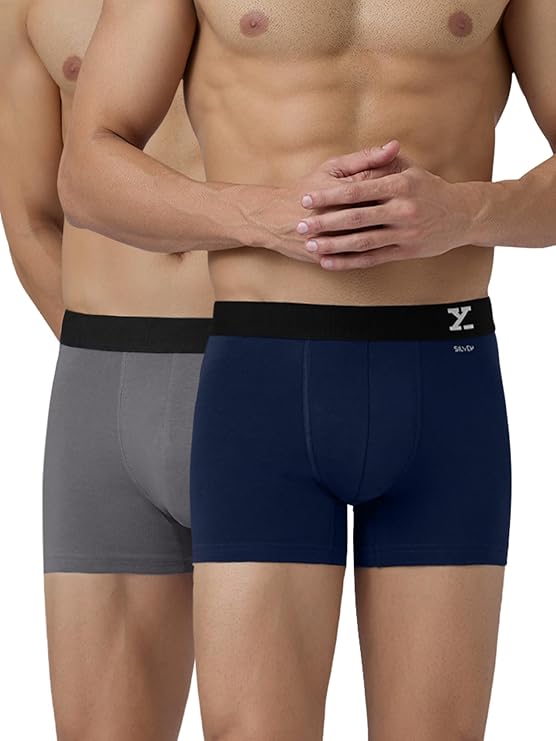 XYXX Mens Aero Super Combed Cotton Regular Fit Solid Antimicrobial Trunks with No Marks Waistband (Pack of 2)