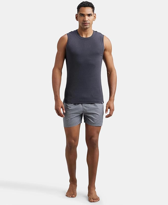 Jockey Mens Super Combed Cotton Rib Solid Slim Fit Round Neck Muscle Vest