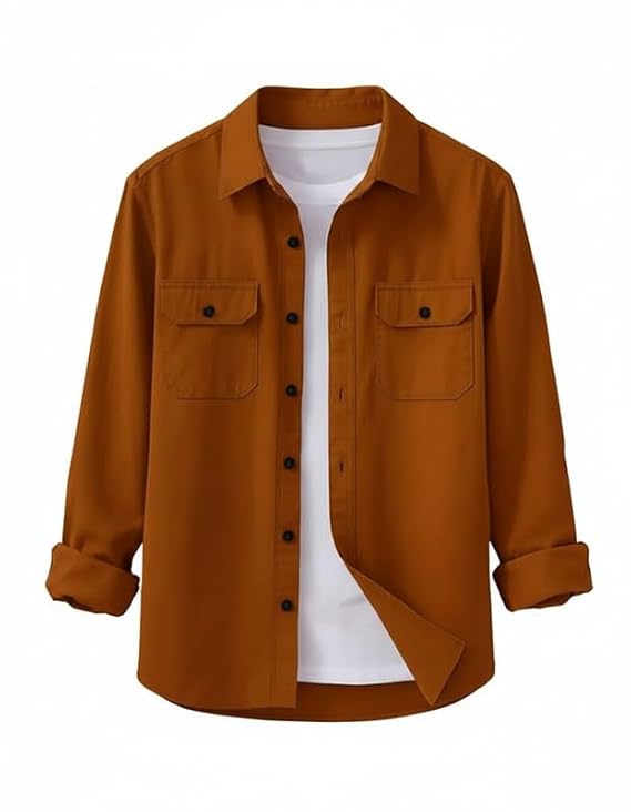 DEELMO Men’s Stylish Cotton Blend Casual Shirt || Full Sleeve Button-Down Shirt with Dual Flap Pockets || Comfortable Breathable Fabric || Perfect for Casual Office and Outing Wear
