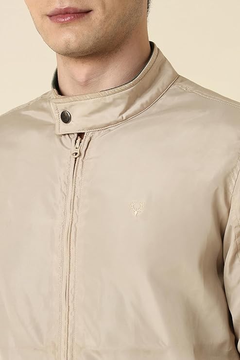 Allen Solly Mens Polyester Casual Jacket | Regular Fit High Neck | Standard Length