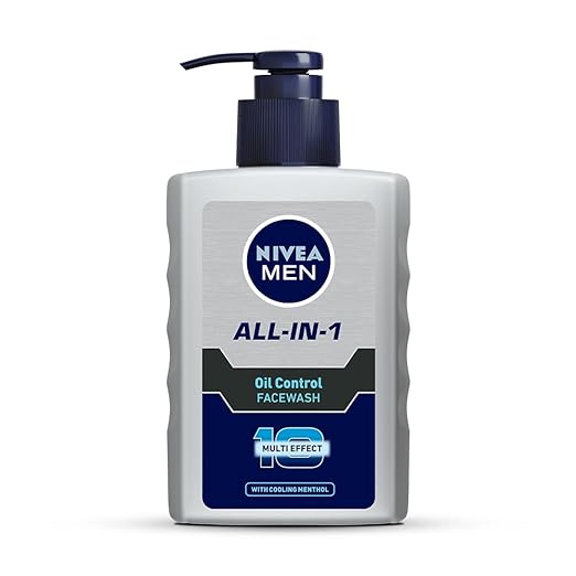 NIVEA MEN All in 1 Oil Control Face Wash | Prevents Acne | Removes excess oil and dirt | Reduces Blackheads and Whiteheads | Cooling Menthol | Unclogs &amp; refines pores | 150ml