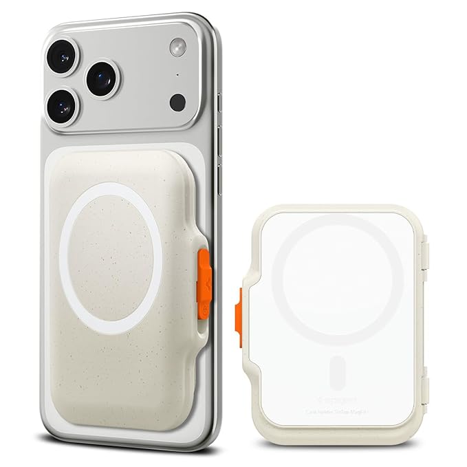 Spigen Tintap (Mag Fit+) Magnetic Card Holder up to 6 Cards, Hard Shell Mag Safe Pixelsnap Wallet Case Compatible with iPhone 17/16/15/14/13/12 Models, Pixel 10 Series - Dune Beige