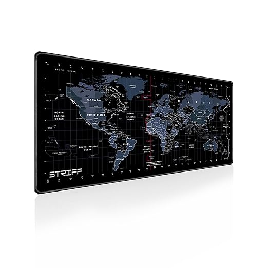 STRIFF World Map Extended Size (800 mm x 300 mm x 2 mm) Gaming Mouse Pad| Desk Mat | Stitched Edges| Non-Slip Rubber Base| Computer Laptop |Keyboard Mouse Pad for Office Home