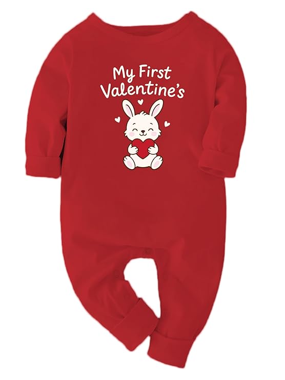 Zeezeezoo My First Valentines Day Dress for Baby Boy Girl | 100% Cotton Full Sleeves Bodysuit for Newborn Baby | Valentines Photoshoot Clothes