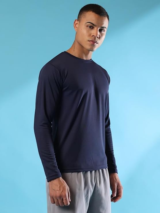 CHKOKKO Mens Polyester Regular Fit Sports Gym Full Sleeves T-Shirt