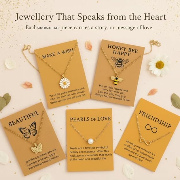 5 Pcs Combo Pendant Necklace Set for Women Stylish Jewellery | Butterfly, Honey Bee, Daisy, Pearl Infinity Charms | Jewellery for Women | Birthday Gifts Accessories for Girls