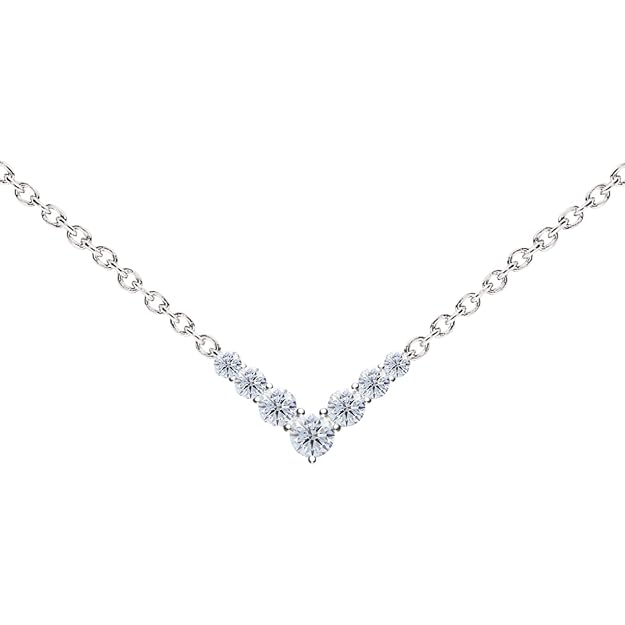 MINUTIAE V Shape Crystal Cubic Zirconia Diamonds Pendant Charm Necklace for Women Girls | Stylish Design with Extendable Chain | Skin Friendly and Ideal Gift For Multiple Occasion