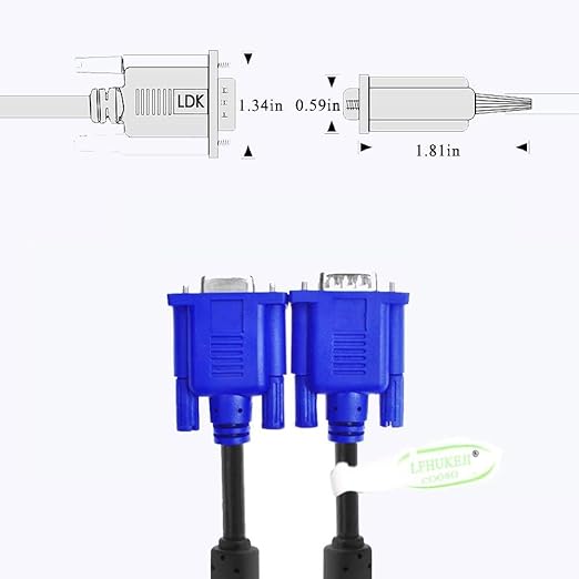 LS LAPSTER Quality Assured Male to Male VGA Cable 1.5 Meter, Support Monitor/PC/LCD/LED, Plasma, Projector, TFT