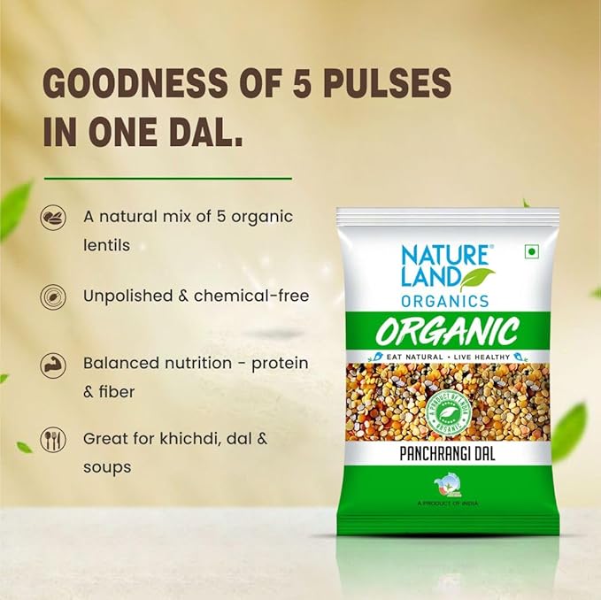Natureland Organics Panchrangi Dal/Mix Dal 1 Kg - Organic Healthy Pulses