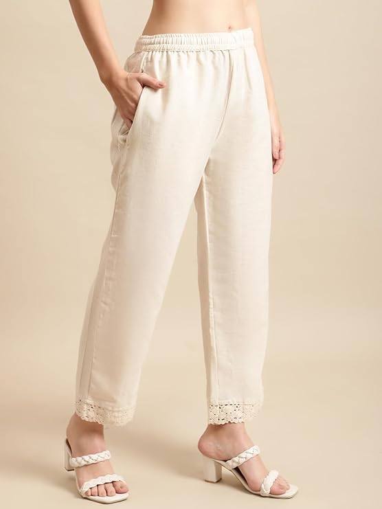 Pistaas Womens Regular Fit High Rise Palazzo.