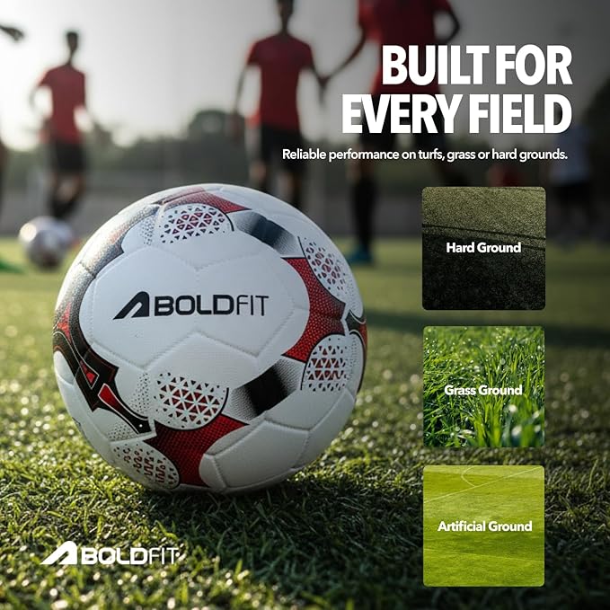 Boldfit Blaze Football Practise Foot Ball Training Match Football Size 5 Original for All Ages Group Rubber Moulded Standard Sports Foot Ball for Ground, Grass, Turf