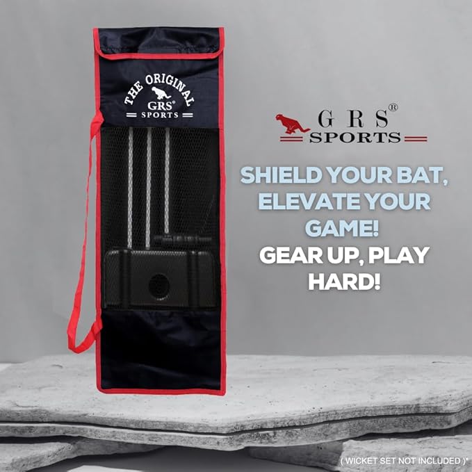 GRS Cricket Wicket Set Carry Bag – Durable Polyester Material | Secure Velcro Closure | Ideal for Wooden Plastic Stumps, Bails Bases | Lightweight Easy to Carry | Cricket Equipment Storage Bag