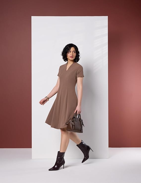 Symbol Premium Womens A-Line Flared Dress (Knee Length | Desk-to-Dinner)
