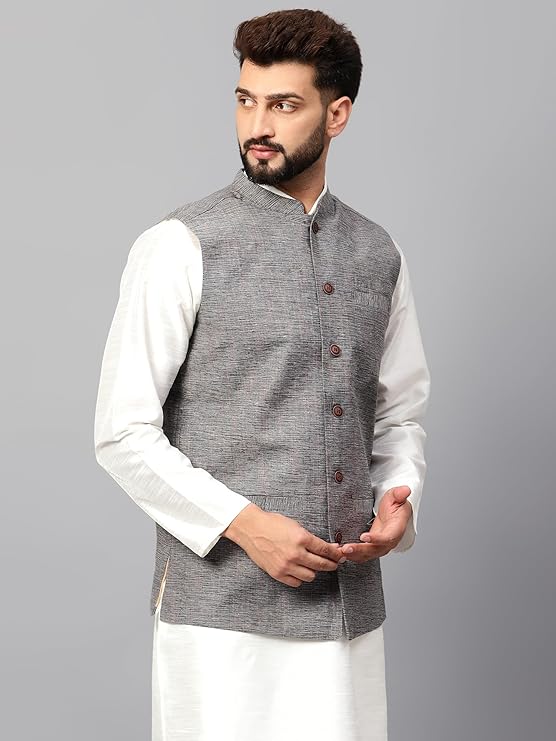 LATEST CHIKAN Mens Traditional Cotton Solid Nehru Jacket/Waistcoat