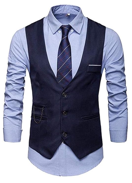 CK Fashion Mens Waistcoat Slim Fit Dress Vest Wedding Waistcoat