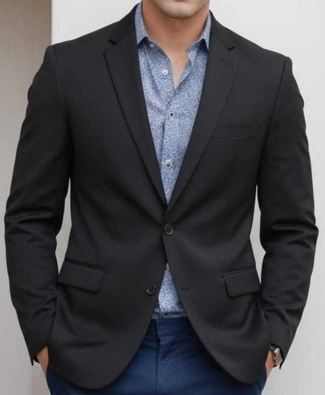 Men Cotton Blend Solid Single Breasted Blazer with Notched Lapel, | Stylish Full Sleeves, Button Closure, Regular Fit Formal Blazer for Mens