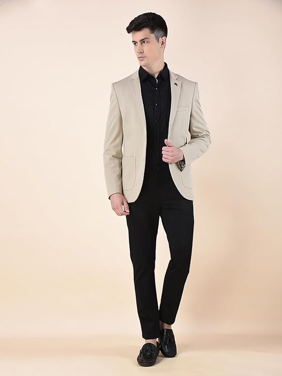 Cantabil Blazer for Men | Premium Casual Blazer Slim Fit Notched Collar Terry Rayon Stretch Fabric Solid Pattern
