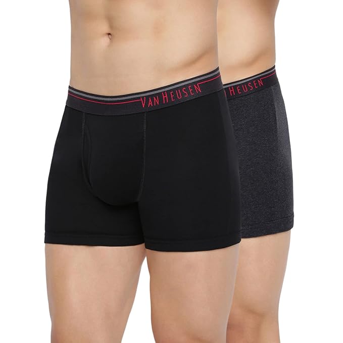 Van Heusen Men’s Cotton Boxer Briefs Pack of 2 | Long Trunk | No ride-up | Super Combed Cotton for softness | Open Front Fly | Moisture‑Wicking | Sweat Absorbant | All‑Day Fresh Technology | Long Lasting Colors |Soft Plush Waistband | Label‑Free Comfort