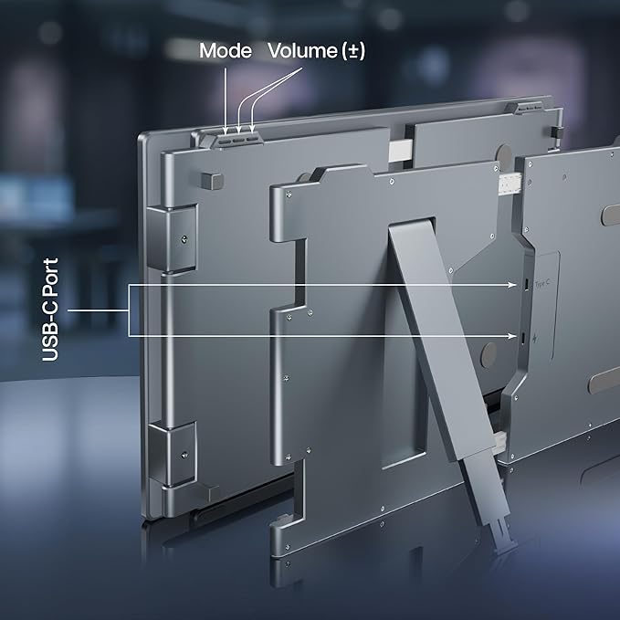 Geonix 14 Tri-Screen Portable Dual Monitor – Foldable 1080p Display Extender for 14–17 Laptops, USB-C Mini HDMI, HDR, Kickstand, Compatible with Windows Mac