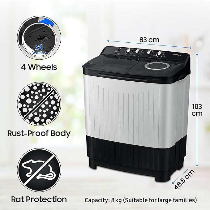 Samsung 8 kg, 5 star, Semi-Automatic Top Load Washing Machine