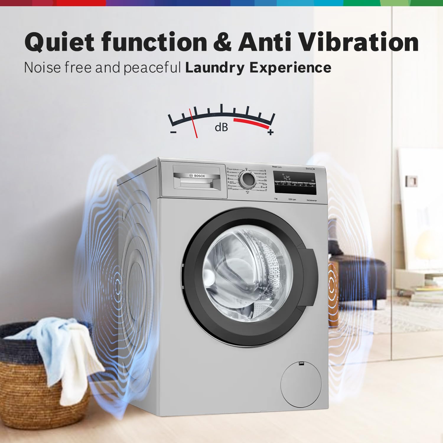 Bosch 7 kg, 5 Star, AI active water+, Anti-Wrinkle, Anti-Tangle, Fully-Automatic Front Loading Washing Machine