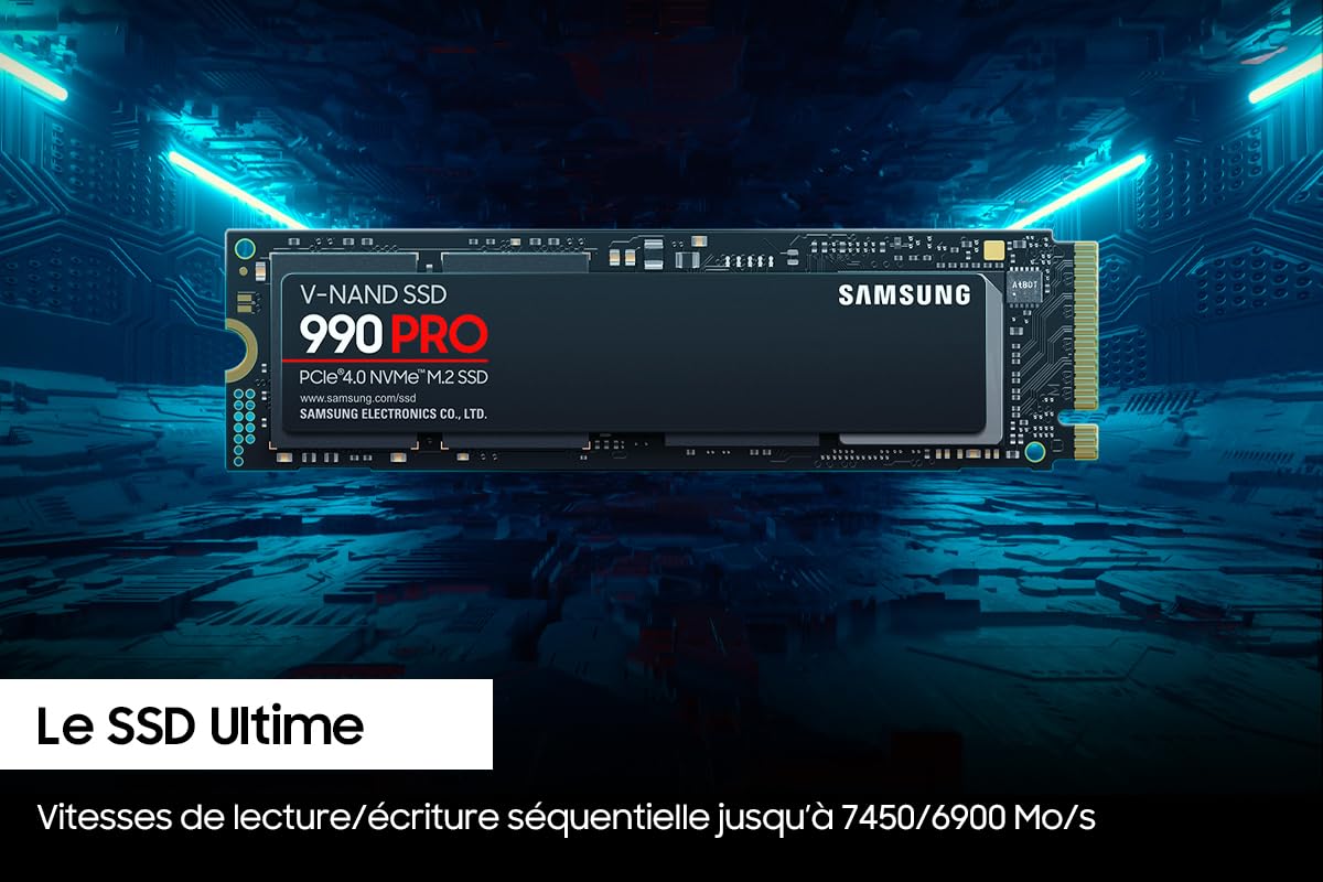 Samsung 990 PRO SSD 1TB PCIe 4.0 M.2 Internal SSD, Seq. Read Speeds Up to 7,450 MB/s for High End Computing, Gaming, Video Editing and Heavy Duty Workstations