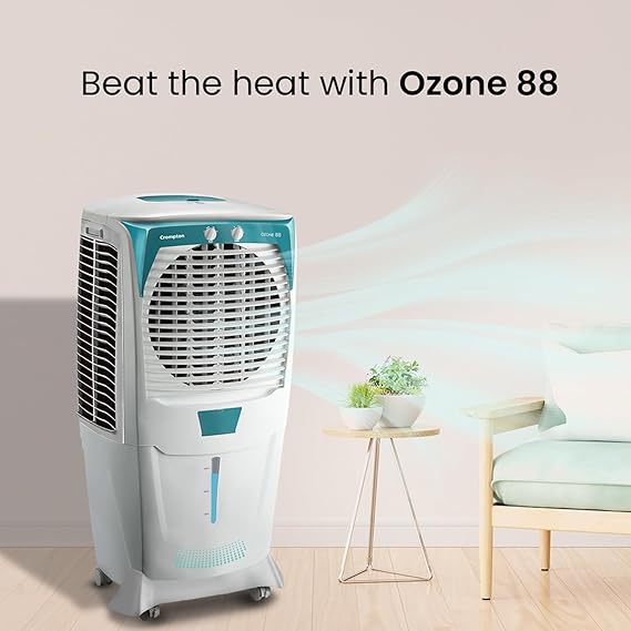 Crompton Ozone 88 Letres Desert Air Cooler for home | Large Easy Clean Ice Chamber | 4-Way Air Deflection | High Density Honeycomb Pads | Everlast Pump | Auto Fill