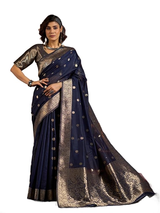 SWORNOF Womens Linen Silk Saree | Saree for Women With Unstitched Blouse | Saree with Blouse Piece | Soft and Skin Friendly