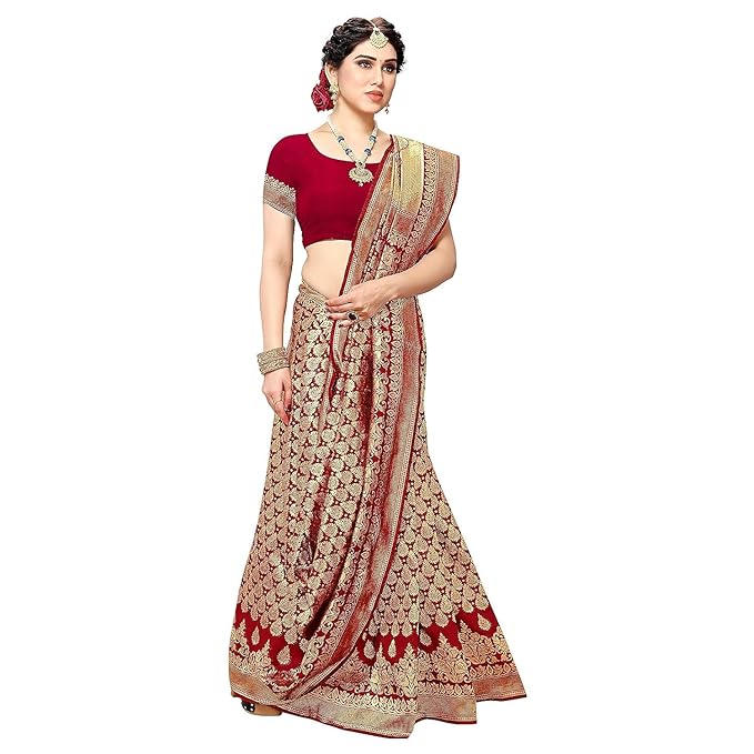 Yashika Women Trendy Banarasi Kanjivaram Navy Color Art Silk Saree with Blouse Material...