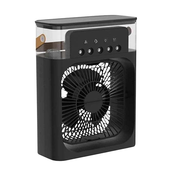 Drum stone 3-in-1 Mini Evaporative Portable Air Cooler with Ice Mist, LED Light, Timer, 3 Wind Speeds Spray Modes – Ideal for Home, Office, Bedroom Desktop Use