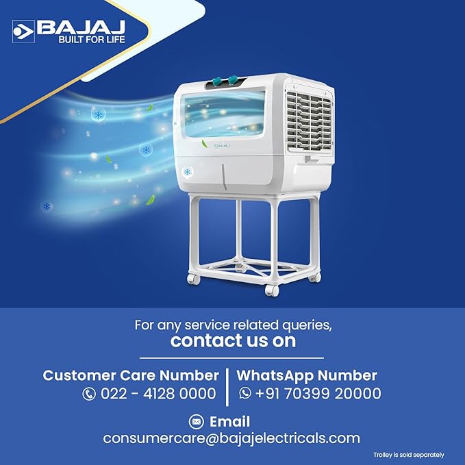 Bajaj Shield Series Vettora 55L Desert Cooler For Home | Inverter Compatibility | Dual Side Water Inlet | Ice Chamber | 60-Ft Air Throw
