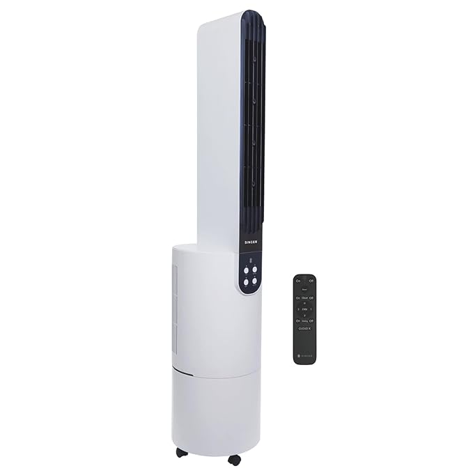 SINGER Cloudx Fan | Provides Cloud Infused Breeze | Quiet Mode Option | Powerful Airflow | Anti-Microbial Mesh Filter | Point Anywhere Remote | Portable | 3 Speed
