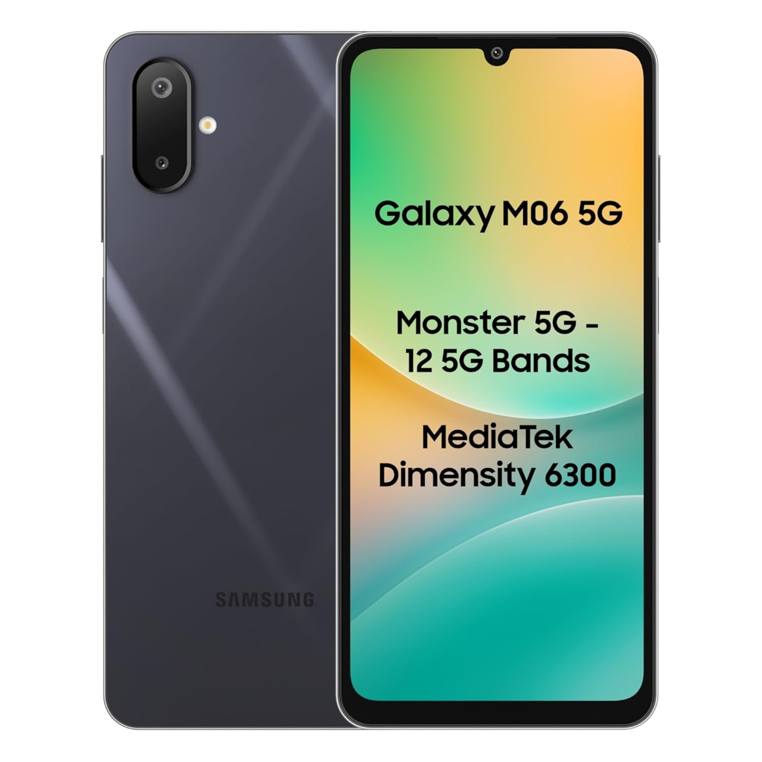 Samsung Galaxy M06 5G (Blazing Black, 6GB RAM, 128 GB Storage) | MediaTek Dimensity 6300 | AnTuTu Score 422K+ | 12 5G Bands | 25W Fast Charging | 4 Gen of OS Upgrades | Without Charger